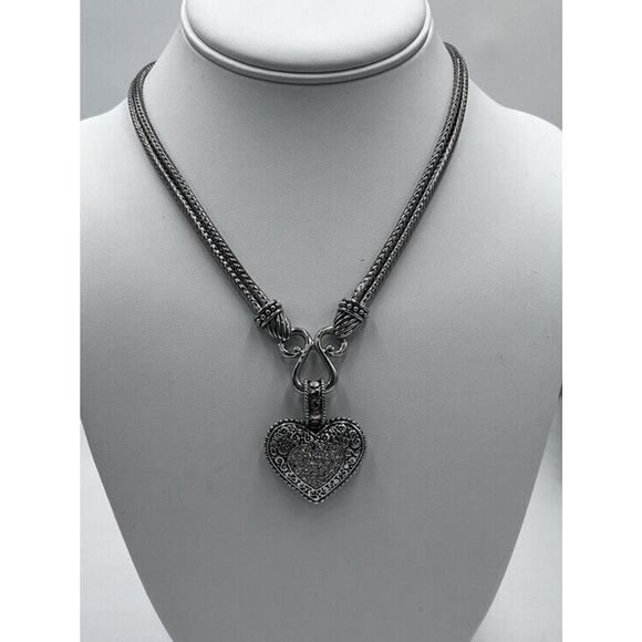 Lia Sophia "Love Dust" Cut Crystal Heart Reversible Pendant Pave Necklace - Picture 1 of 11